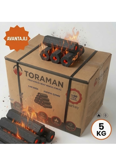 Fındık Kabuğu Briket Mangal Kömürü 5 Kg - Dumansız - Uzun Yanma
