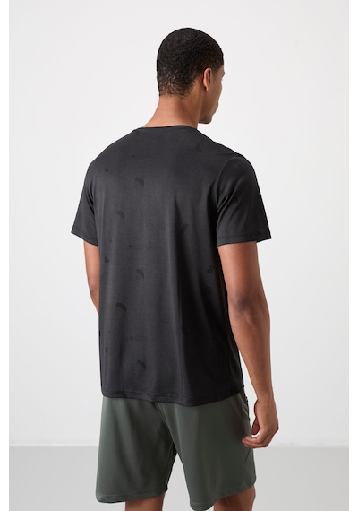 Tommy Life Siyah Polyester Nefes Alan Jakarlı İnce Esnek Standart Fit Erkek Performans T-shirt - 88397 Siyah