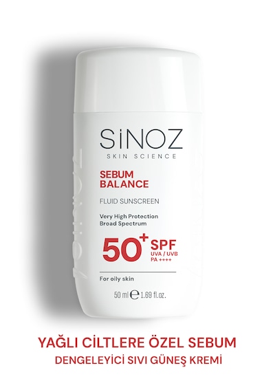 Sinoz Yağlı Ciltler için Sıvı Yüz Güneş Kremi SPF50+ 50 ML
