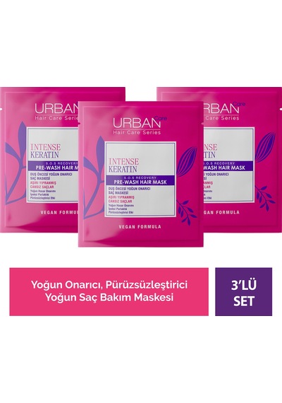 Intense & Keratin Aşırı Yıpranmış Ve Cansız Saçlara Özel Duş Öncesi Saç Bakım Maskesi 3x50ml-vegan