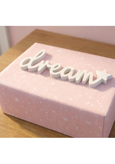 Dream Yazılı Yıldızlı Dekoratif Duvar & Raf Süsü Modern Masaüstü Dekor Beyaz