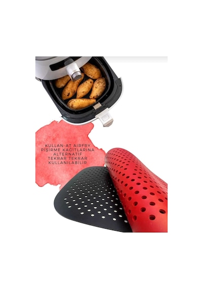 Airfryer Silikon Kare Pişirme Matı 23 Cm 2 Li Renkli Silikon Siyah Diğer