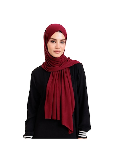 Bordo Likralı Penye Şal