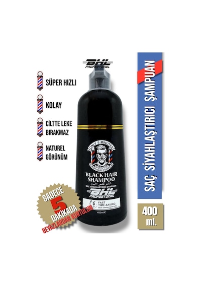 Black Hair Shampoo Siyahlaştırıcı Şampuan / Saç Sakal Beyaz Kapatıcı Şampuan 400ml.