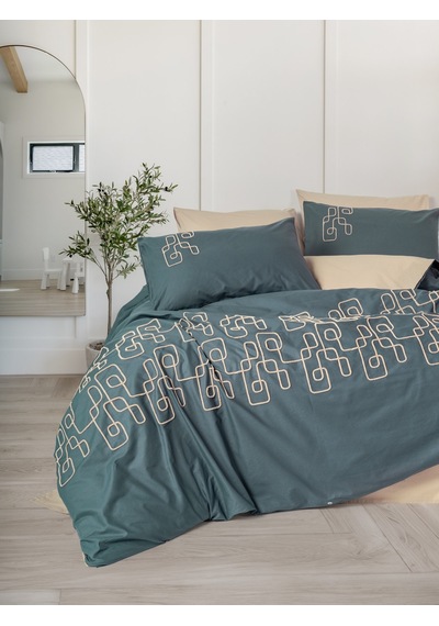Cotton Box Nakışlı Ranforce Çift Kişilik Nevresim Takımı Kerja Bej