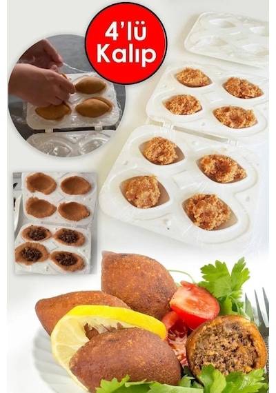 Mithra Life 4 Lü Yapışmaz Beyaz İçli Köfte Kabı Aparatı Mıt1111 Beyaz