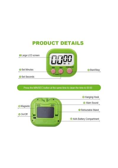 Büyük Lcd Ekran Dijital Pişirme Zamanlayıcı Mutfak Zamanlayıcı Geri Sayım Ve Kronometre İle. Yemek Pişirme, Fit