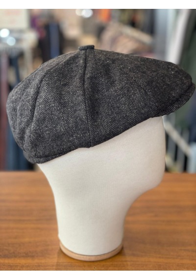 Hamze Peaky Blinders Tarz İngiliz Model Balıksırtı Desen Kaşe Kumaş Kasket Şapka Kahverengi