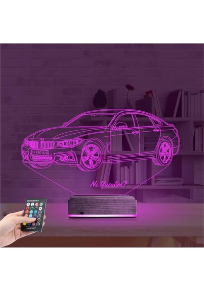 Luvivia Araba Bmw 4.20 Kişiye Özel 3d Lamba - Masa Gece Lambası Şeffaf