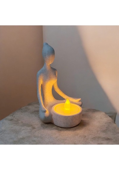 Meditasyon Kadın Figürü Mumluk 3d Baskı Dekoratif Led Mumluk