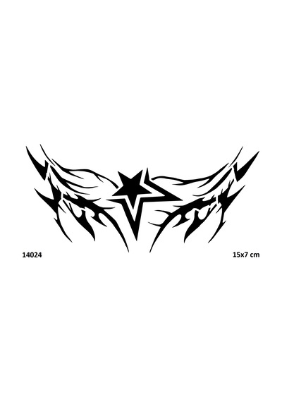 Airbrush Tattoo Yıldız Tribal Kanat Yapışkanlı Stencil Süsleme Ve Boyama Kalıbı