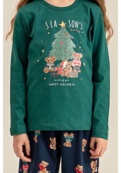 Rolypoly Anne Kız Wish You All The Best Yeşil Uzun Kol Pijama Takım Rp3918-a-v2 Rp3918-a-v2