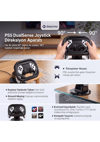 Dossimo Ps5 Dualsense/dualsense Edge Oyun Kolu Uyumlu Yarış/oyun Direksiyonu