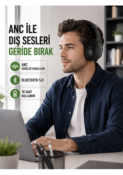 Geniş Frekans Aralıklı Bluetooth Kulak Üstü Kulaklık - Bayi Depom