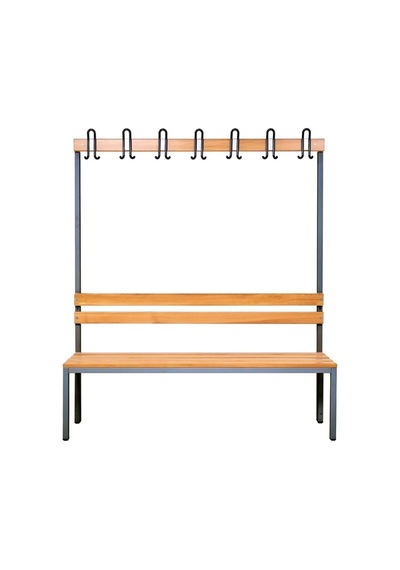 Ayakkabılıksız 4 Ayaklı Tek Taraflı Bank, 7 Adet Kanca, 150x43x170 Cm, Vestiyer Bankı, Spor Bankı