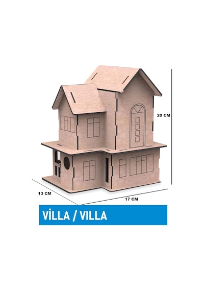 Villa Modeli Ahşap Maket Boyama Seti