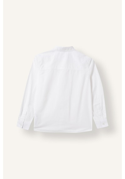 Defacto Erkek Çocuk Okula Dönüş Regular Fit Polo Yaka Poplin Uzun Kollu Gömlek T8853a625auwt83 Beyaz