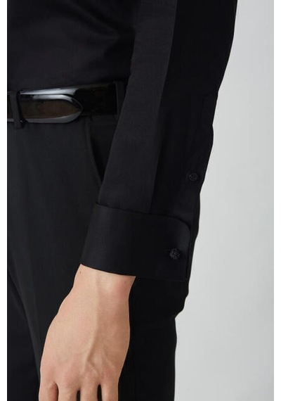 Bisse Erkek Slim Fit Uzun Kollu Ata Yaka Gömlek SIYAH GM21Y211350_D99 Siyah