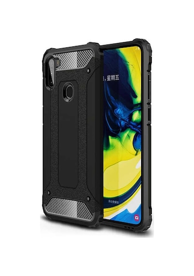Noktaks - Samsung Galaxy Uyumlu A11 - Kılıf Çift Katman Zırh Tank Crash Military Kapak - Siyah