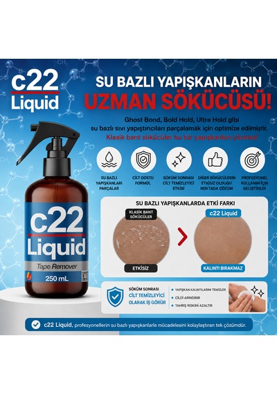 C22 Lıquıd - 250 Ml Sıvı Bazlı Protez Saç Bant Sökücüsü Temizleyicisi