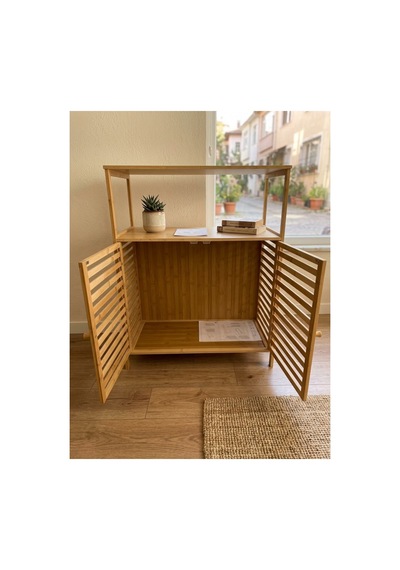 Yıldıray Metal Bambu 2 Kapaklı Raflı Düzenleyici Organizer Bej