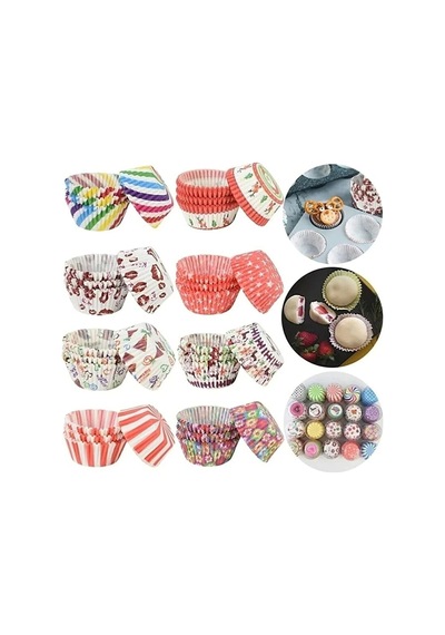 200 Adet Renkli Muffin Cupcake Kalıpları Kek Kapsülü Cupcake Muffin Kağıdı Stoneware Çok Renkli Diğer