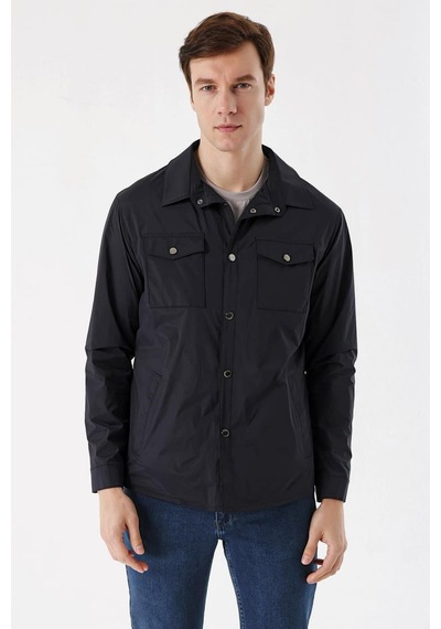 Slim Fit Çıt Çıt Kapamalı Yan Ve Üstten Kapak Cepli Astarlı Ince Baharlık Mont 001