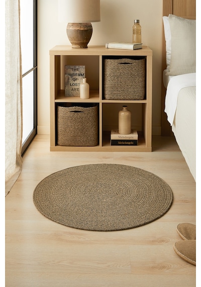 Ocean Home Textile Siyah Kırçıllı Jüt Halı Kilim 80 Cm Çap