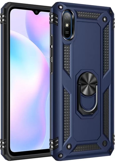 Newface Xiaomi Redmi 9a Kılıf Sofya Yüzüklü Silikon Kapak - Lacivert