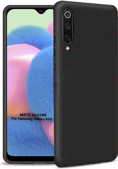 Samsung Uyumlu Galaxy A50 Arka Kapak Silikon Kılıf + Temperli Cam Ekran Koruyucu