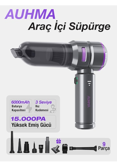 Auhma Ahv-01 Kablosuz Hava Üfleyici 15000pa Vakum Gücü 3 Kademeli Hız Araç Süpürgesi Auhma Ahv-01 Kablosuz Hava Üfleyici 15000pa Vakum Gücü 3 Kademeli Hız Araç Süpürgesi