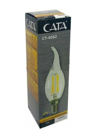 Cata Ct-4062 4w Led Filament Kıvrık Buji Rustik Led Ampul 3200k Günışığı E-14