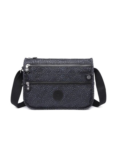 Smart Bags Çok Cepli Günlük Orta Boy Su Geçirmez Krınkıl Kumaş Kadın Omuz Çantası Puantiye Siyah