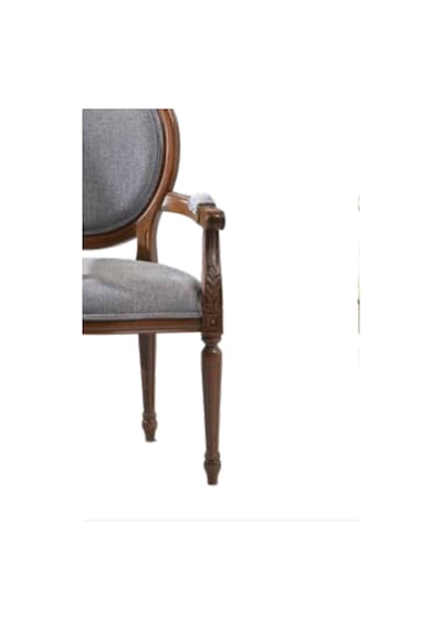 Bengimobilya Sandalye Zus036 Tam Kolçak Oymalı Madalyon Model Gri Örgü Kumaş Y