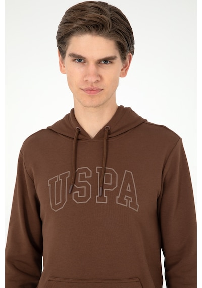 U.S. Polo Assn. Erkek Regular Fit Kapüşonlu Kahverengi Basic Sweatshirt 50295175-VR029