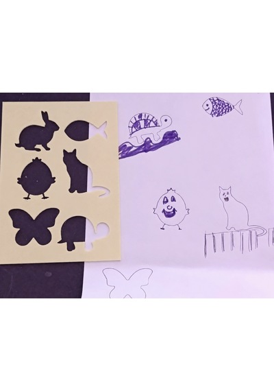 3d Baskı Hayvan Figürleri Çizim Şablonu - Çoklu Desen Kalıbı - Bej