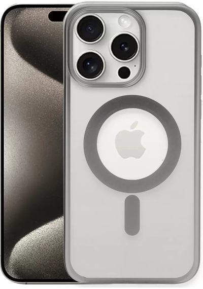 Newface Apple İphone 15 Pro Max Kılıf Erozi Magsafe Kapak - Gümüş