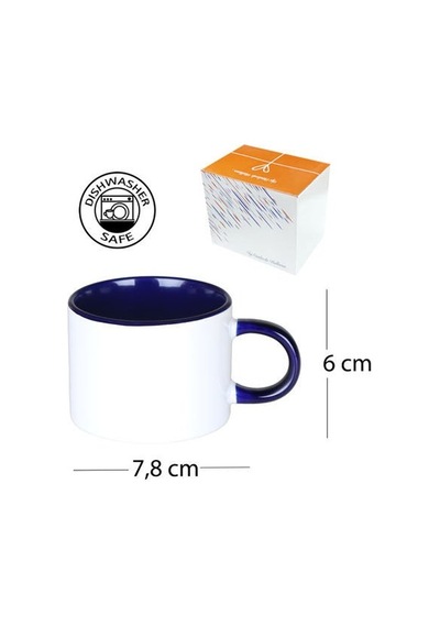 Sublimasyon Porselen Sapı Ve İçi Lacivert Sweet Fincan - Kutulu