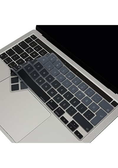 Macbook Pro Türkçe Q Klavye Koruyucu A2338 M1/m2 A2251 A2289 A2141 Uyumlu Silikon Keyboard Cover Touch Bar 13 İnç 16 İnç Siyah Gri