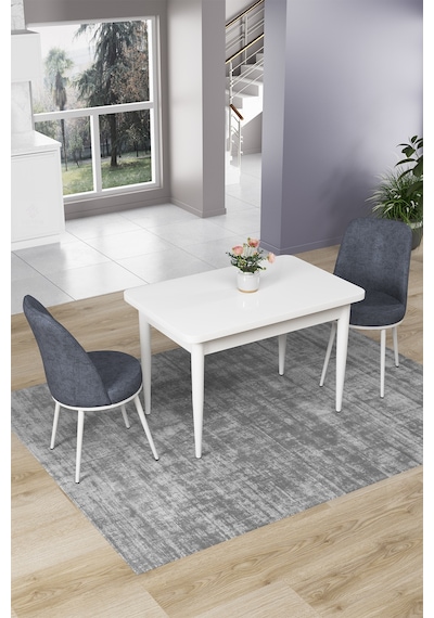 Canisa Concept Nil Serisi 70x110 Sabit Mutfak Masası Takımı Beyaz Masa 2 Füme Sandalye Füme Sandalyeler Beyaz Masa Canisa Concept Nil Serisi 70x110 Sabit Mutfak Masası Takımı Beyaz Masa 2 Füme Sandalye Füme Sandalyeler Beyaz Masa