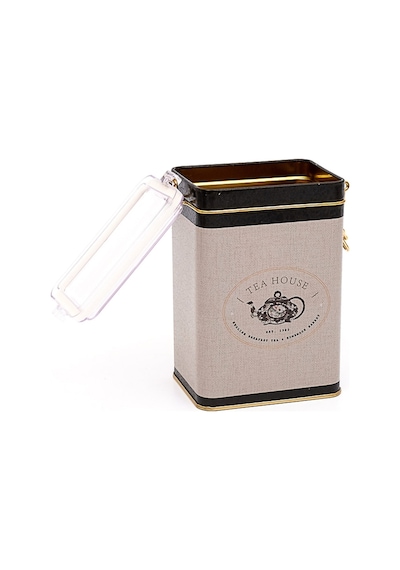 Azura Tea Desenli Kilitli Kapaklı Dikdörtgen Metal Saklama Kabı 7.5 x 10 x 15 CM 1 L Çok Renkli