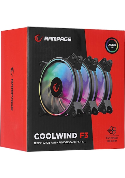 Rampage Coolwınd F3 3 x 12 CM Argb Fan + Kumanda Siyah Kasa Fan Kiti