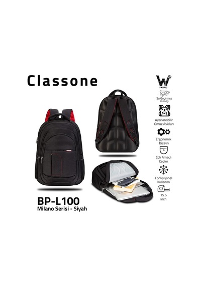 Classone Bp L100 Milano Serisi Large Sırt Çantası, Siyah