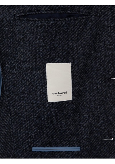 Cacharel Lacivert Slim Fit Yün Karışımlı Flanel Görünümlü Ceket