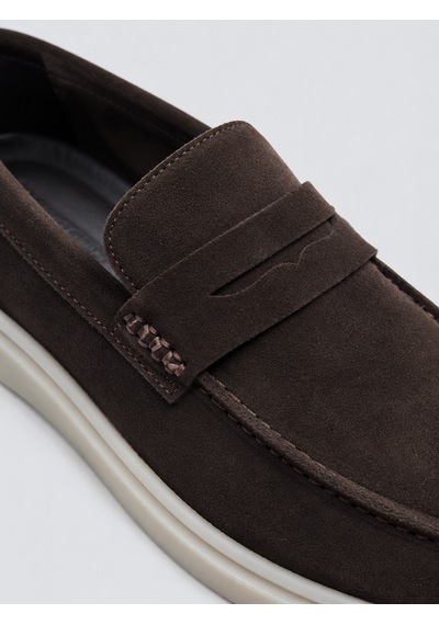 Antioch Kalın Tabanlı %100 Süet Loafer Kahve