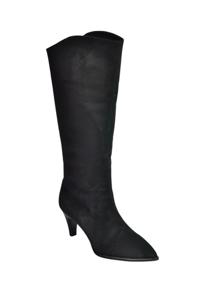 Fox Shoes V404021102 Siyah Süet Alçak Topuklu Kadın Çizme Siyah