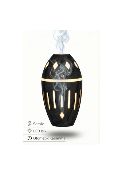 Ahşap Tasarımlı Aroma Difüzör Rgb Led Ortam Işıklı Sessiz Otomatik Kapanma 300 Ml