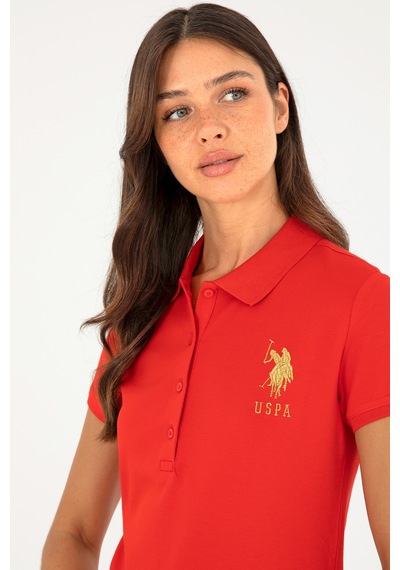 U.S. Polo Assn. Kadın Kırmızı Basic Polo Yaka Tişört 50280071-VR030