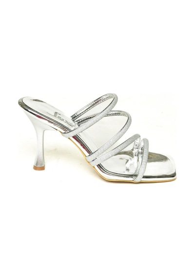 Fox Shoes P590033914 Gümüş Sim Kalın Topuklu Kadın Ayakkabı Gümüş