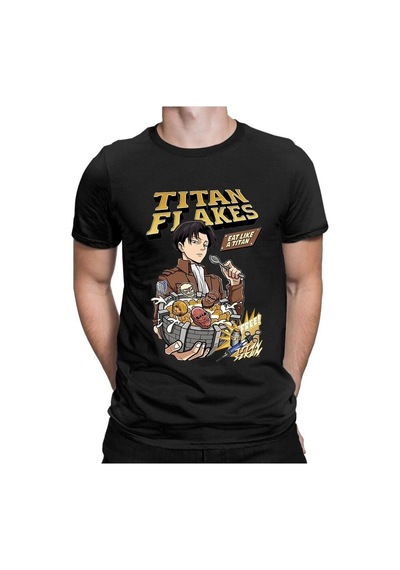 Noıssey Kırmızı Etiket Gala Titan Anime T-shirt Erkekler Model768 17119 Siyah